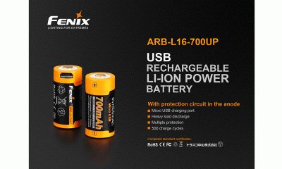 Dobíjecí USB baterie Fenix RCR123A / 16340 High Current (Li-ion)